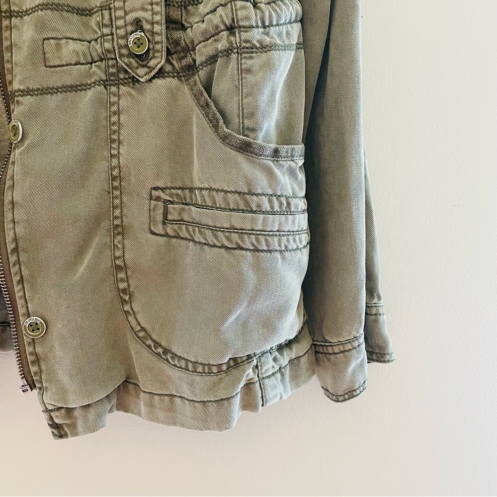 Max Jeans Army Green Military Style Sherpa Lined Utility Jacket Small Removable - Picture 5 of 11